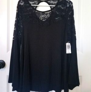 Torrid bell sleeve black lace top